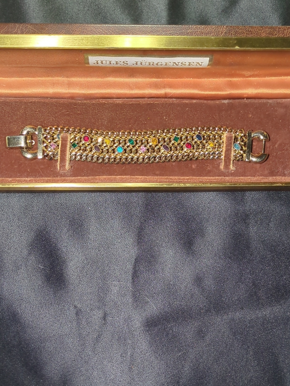 Vintage Bergere Gold-Tone Multicolor Chain Wristlet for Women $55
